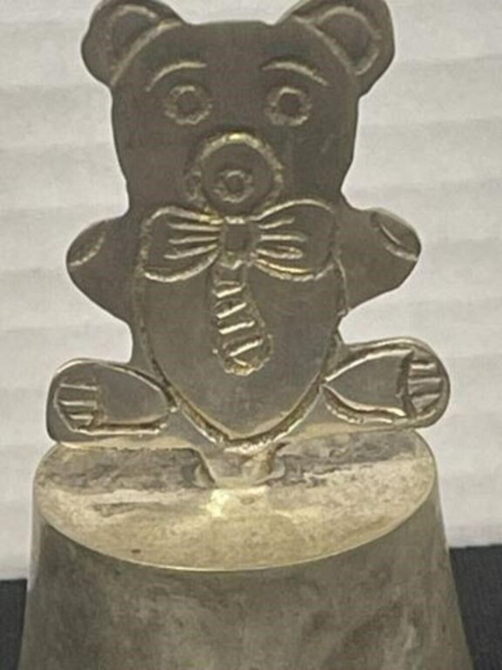 Vintage Ornate Teddy Bear Metal Bell Silverplate - Picture 3 of 7